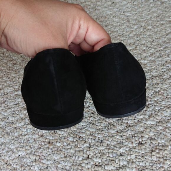 Stuart Weitzman sparkling Fleur De Lis Black Loafers size 8.5 Narrow - Picture 11 of 12